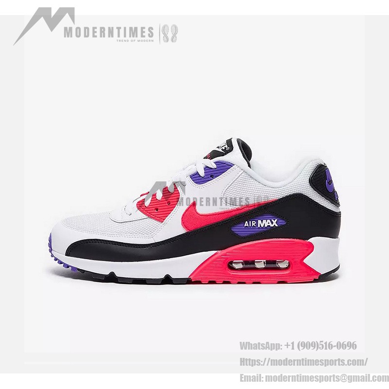 Nike Air Max 90 Essential 'White/Red/Black/Purple' AJ1285-106 - White Sneakers with Red, Black, and Purple Accents