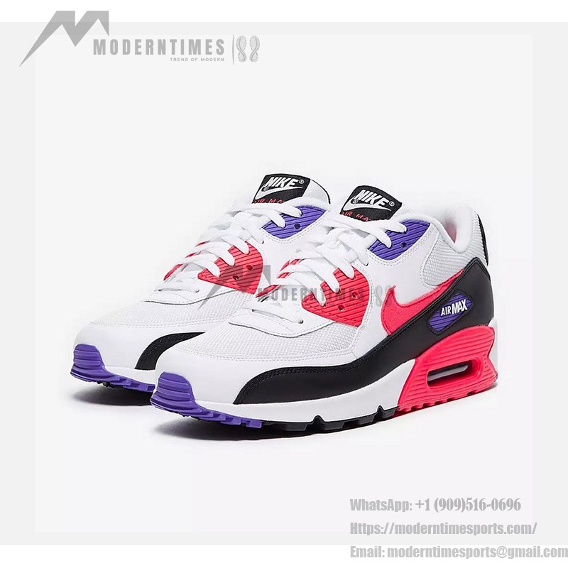 Nike Air Max 90 Essential 'White/Red/Black/Purple' AJ1285-106 - White Sneakers with Red, Black, and Purple Accents