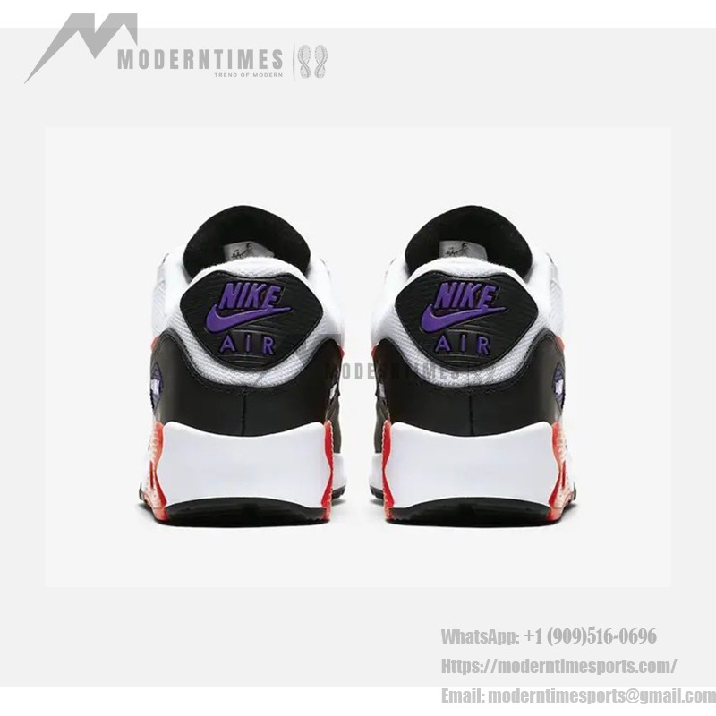 Nike Air Max 90 Essential 'White/Red/Black/Purple' AJ1285-106 - White Sneakers with Red, Black, and Purple Accents