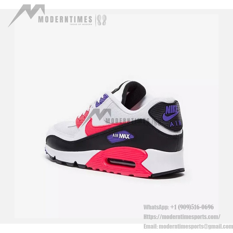 Nike Air Max 90 Essential 'White/Red/Black/Purple' AJ1285-106 - White Sneakers with Red, Black, and Purple Accents