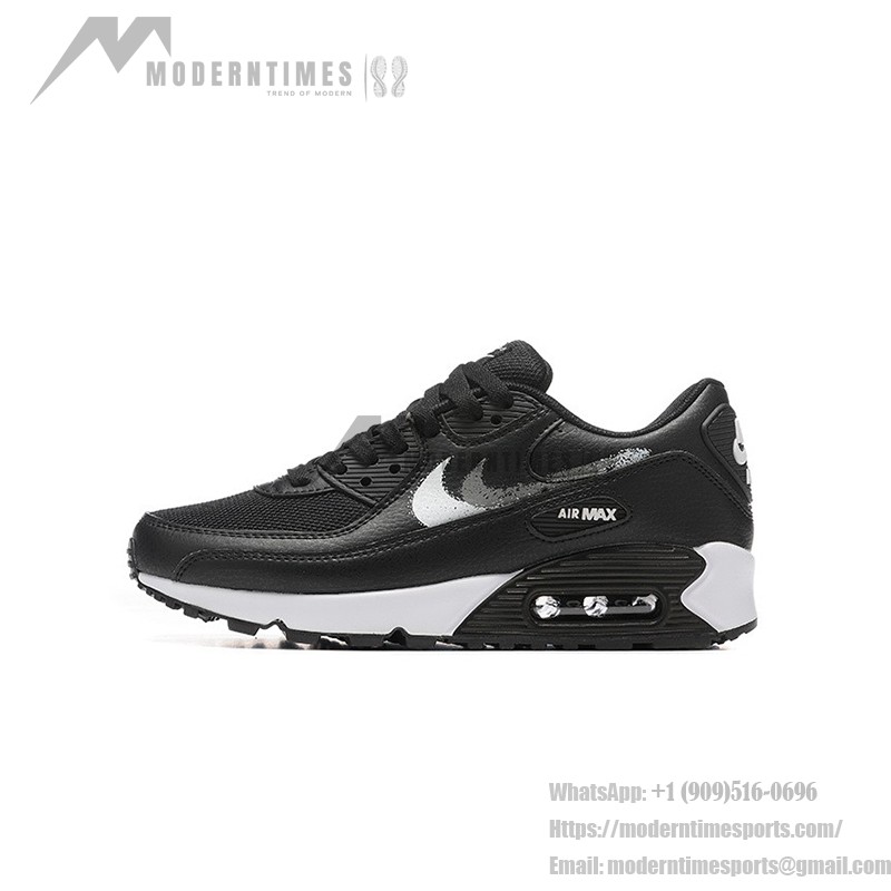 Nike Air Max 90 FD0657-001 - Black Sneakers with Metallic Silver Swoosh