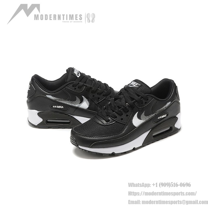 Nike Air Max 90 FD0657-001 - Black Sneakers with Metallic Silver Swoosh