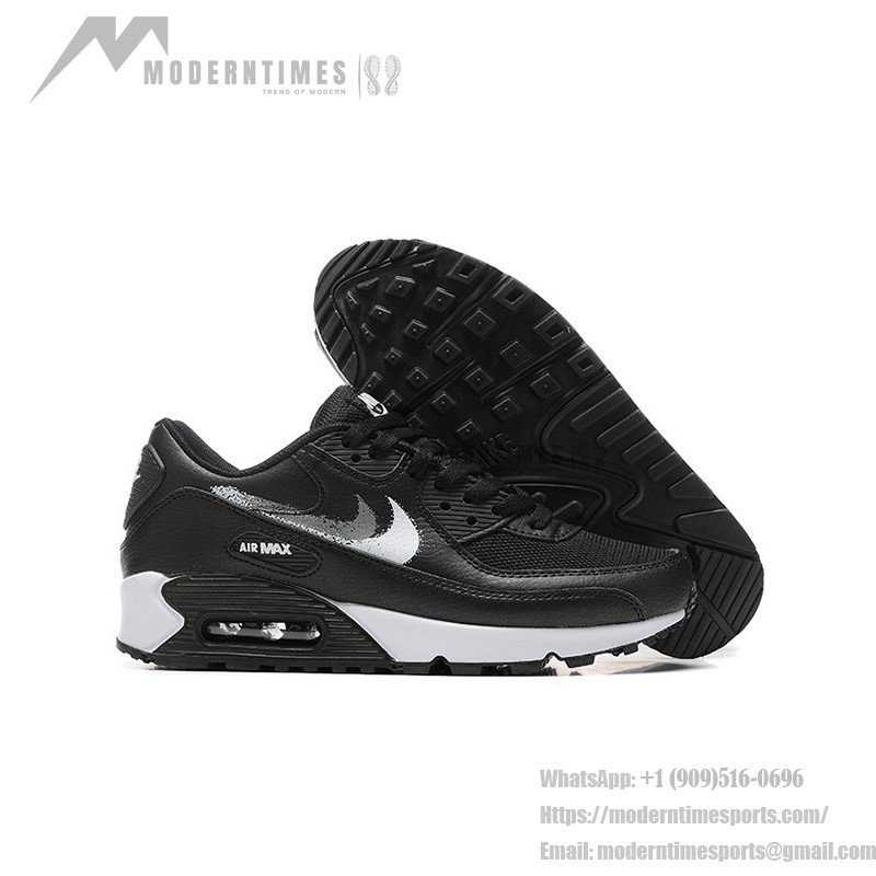 Nike Air Max 90 FD0657-001 - Black Sneakers with Metallic Silver Swoosh