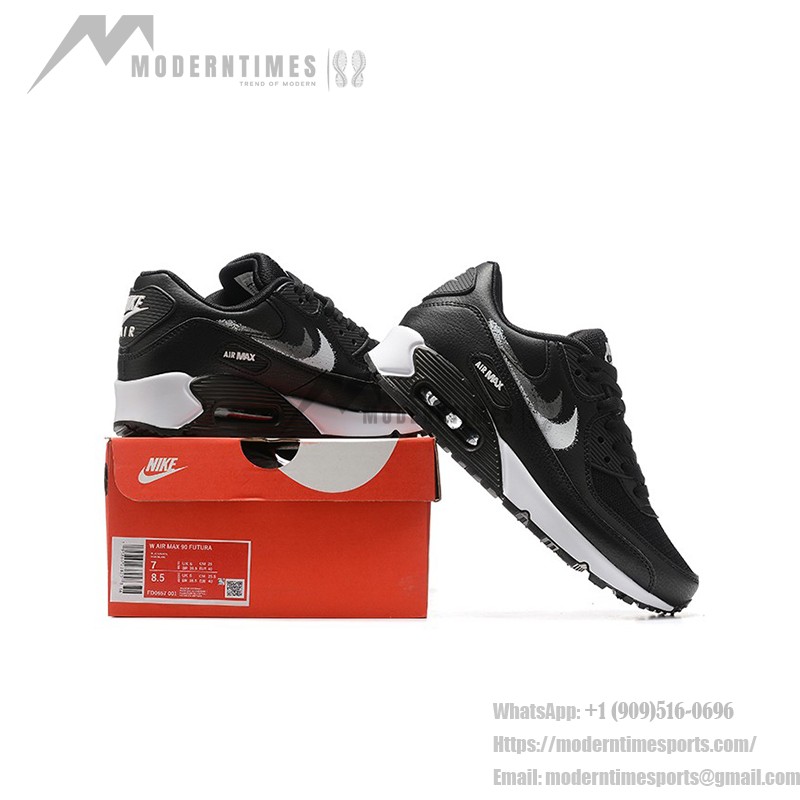 Nike Air Max 90 FD0657-001 - Black Sneakers with Metallic Silver Swoosh