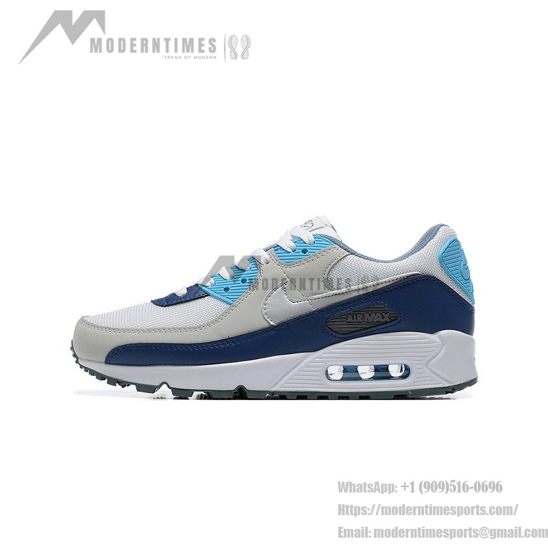 Nike Air Max 90 FD0664-400 - Graue Sneaker mit Marineblauen & Hellblauen Akzenten