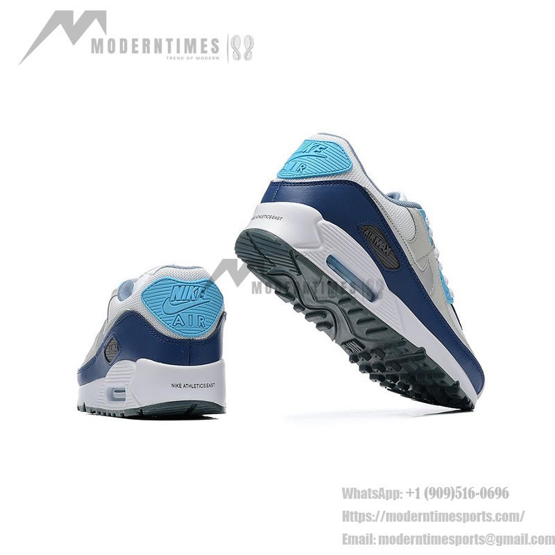 Nike Air Max 90 FD0664-400 - Graue Sneaker mit Marineblauen & Hellblauen Akzenten