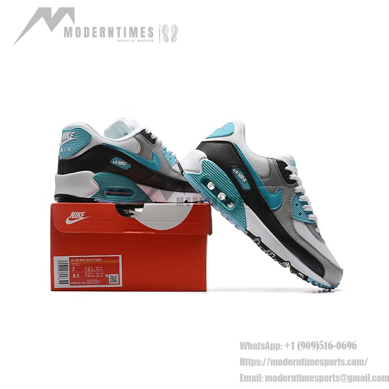 Nike Air Max 90 FD0678-100 - Weiße Sneaker mit blauen und grauen Akzenten