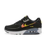 Nike Air Max 90 FJ4229-001 - Black Sneakers with Gradient Orange and Yellow Swoosh