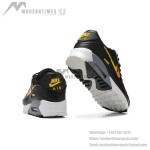 Nike Air Max 90 FJ4229-001 - Black Sneakers with Gradient Orange and Yellow Swoosh