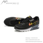 Nike Air Max 90 FJ4229-001 - Black Sneakers with Gradient Orange and Yellow Swoosh