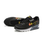 Nike Air Max 90 FJ4229-001 - Black Sneakers with Gradient Orange and Yellow Swoosh