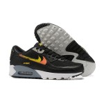 Nike Air Max 90 FJ4229-001 - Black Sneakers with Gradient Orange and Yellow Swoosh