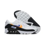 Nike Air Max 90 FJ4592-100 Weiße Sneaker mit Orangefarbenem & Blauem Grafik-Swoosh