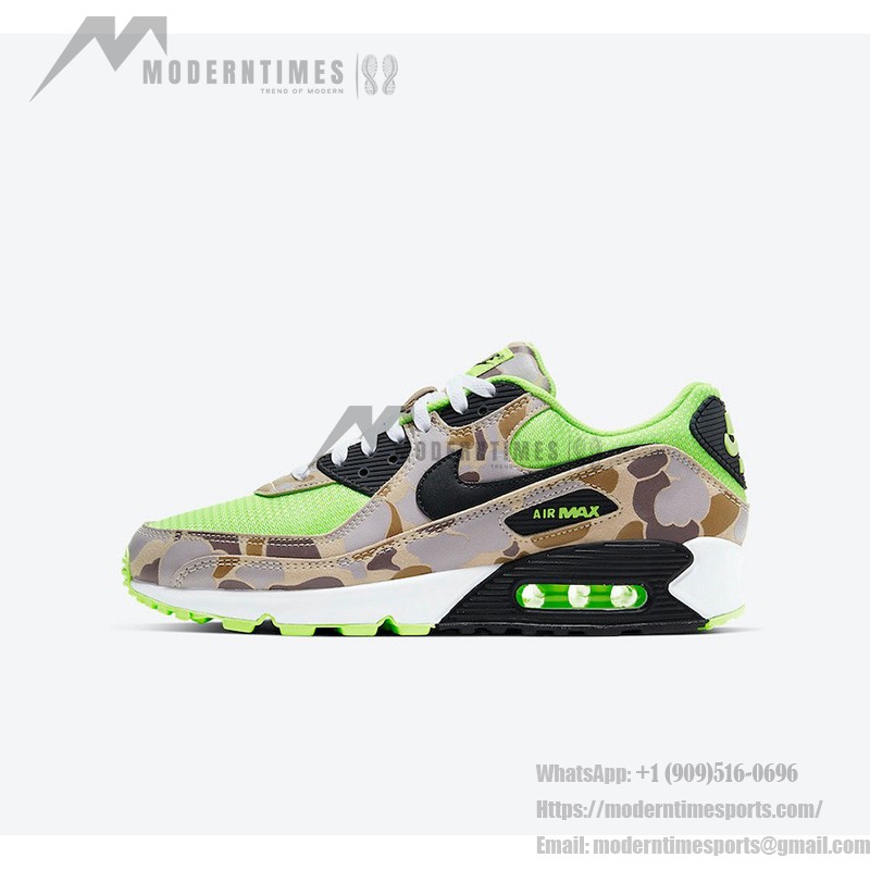 Nike Air Max 90 'Green Camo' CW4039-300 mit grünem Mesh und Tarnmuster-Overlays