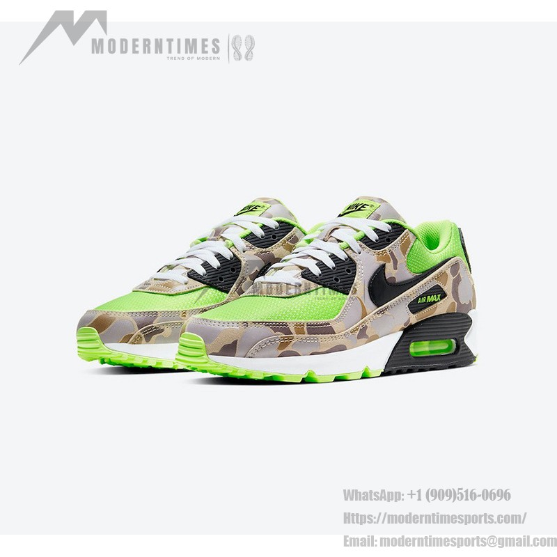 Nike Air Max 90 'Green Camo' CW4039-300 mit grünem Mesh und Tarnmuster-Overlays