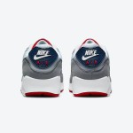 Nike Air Max 90 'USA Grey/Red/Blue' DZ1846-001 with grey upper, red accents, and navy blue Swoosh