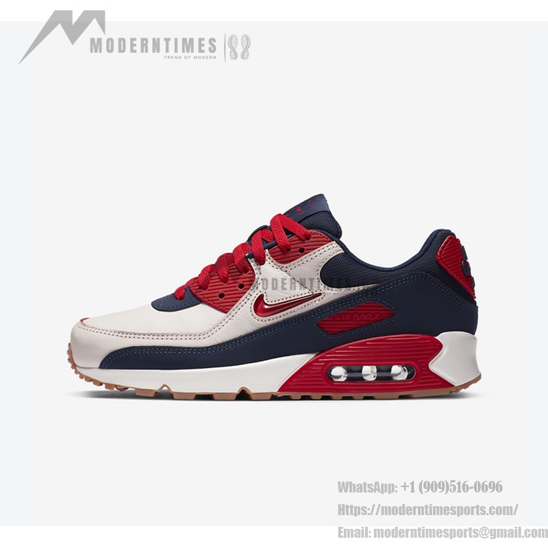 Nike Air Max 90 Premium 'Navy/Red/White' CJ0611-101 with vibrant navy, red, and white accents