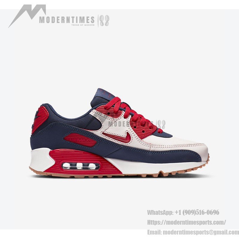 Nike Air Max 90 Premium 'Navy/Red/White' CJ0611-101 with vibrant navy, red, and white accents