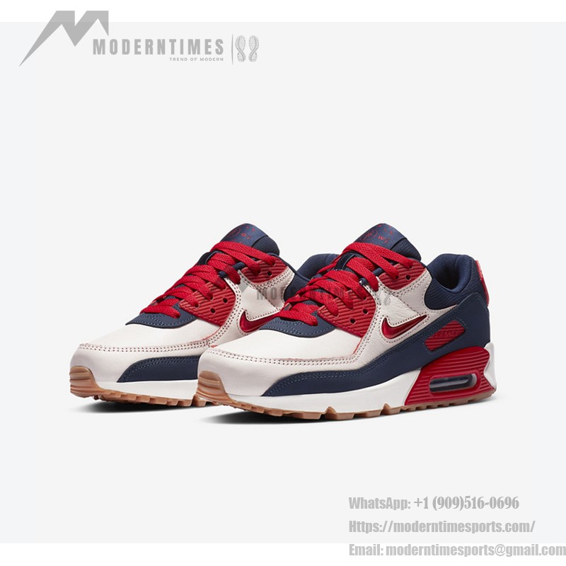 Nike Air Max 90 Premium 'Navy/Red/White' CJ0611-101 with vibrant navy, red, and white accents