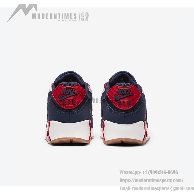 Nike Air Max 90 Premium 'Navy/Red/White' CJ0611-101 with vibrant navy, red, and white accents