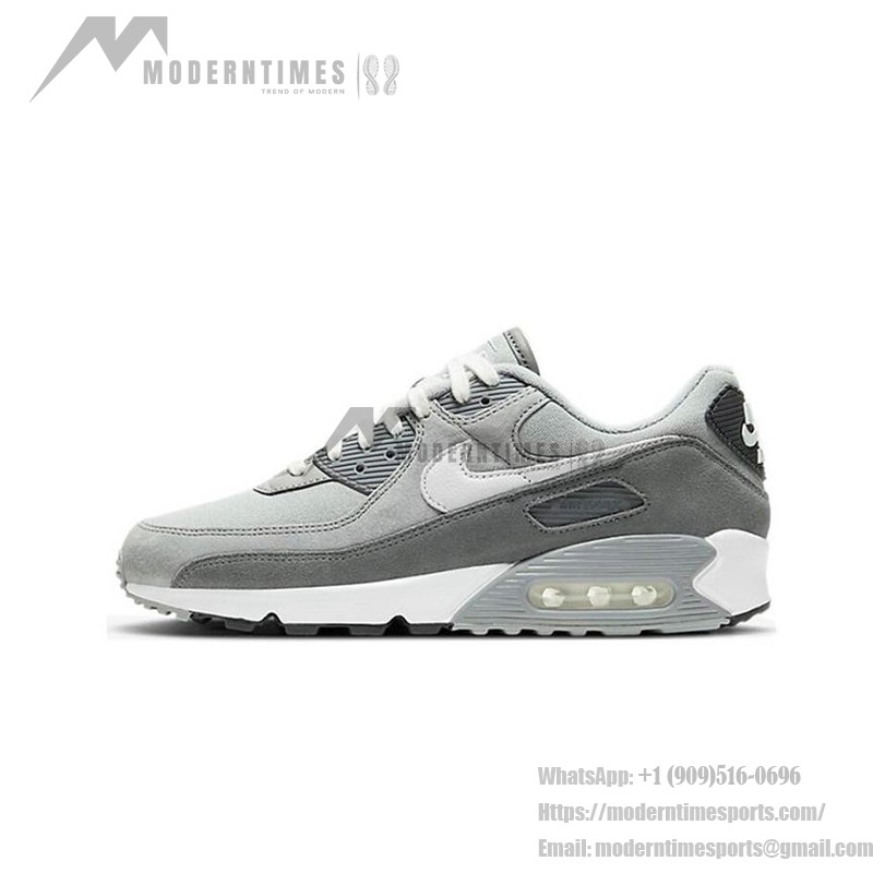 Nike Air Max 90 Premium 'Light Smoke Grey' DA1641-001 in grey tones with white and dark grey accents