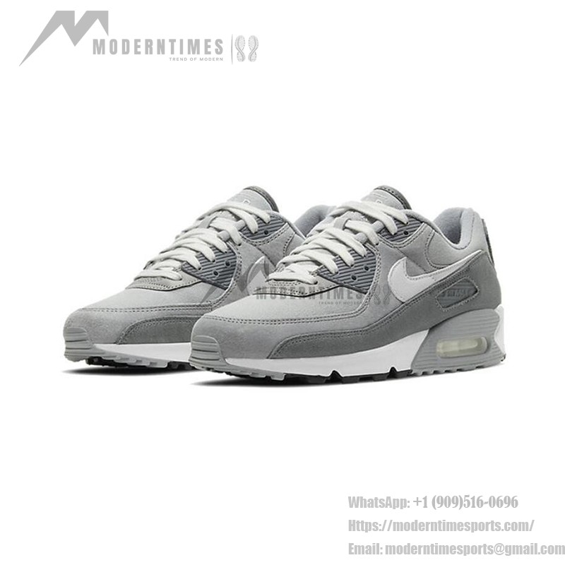 Nike Air Max 90 Premium 'Light Smoke Grey' DA1641-001 in grey tones with white and dark grey accents