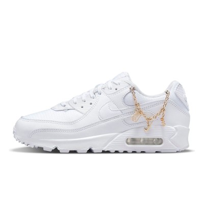 Nike Air Max 90 Premium 'Lucky Charms' DH0569-100 - Elegant White with Golden Chain Accents