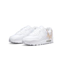 Nike Air Max 90 Premium 'Lucky Charms' DH0569-100 - Elegant White with Golden Chain Accents