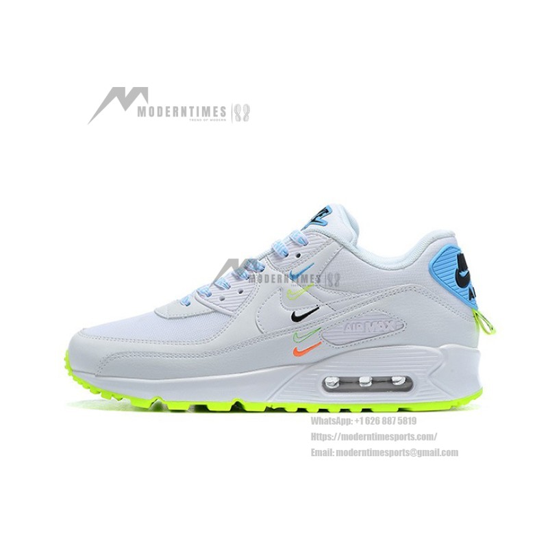 Nike Air Max 90 SE 'Worldwide' CK7069-100 - White Sneakers with Neon Accents and Max Air Cushioning