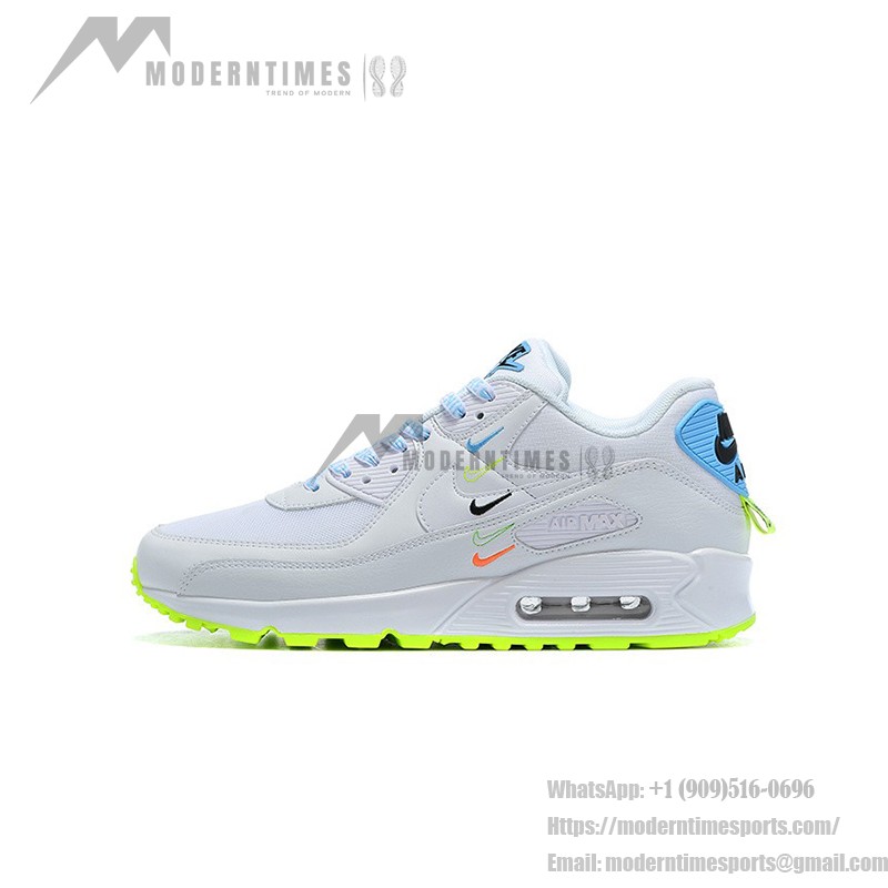 Nike Air Max 90 SE 'Worldwide' CK7069-100 - White Sneakers with Neon Accents and Max Air Cushioning