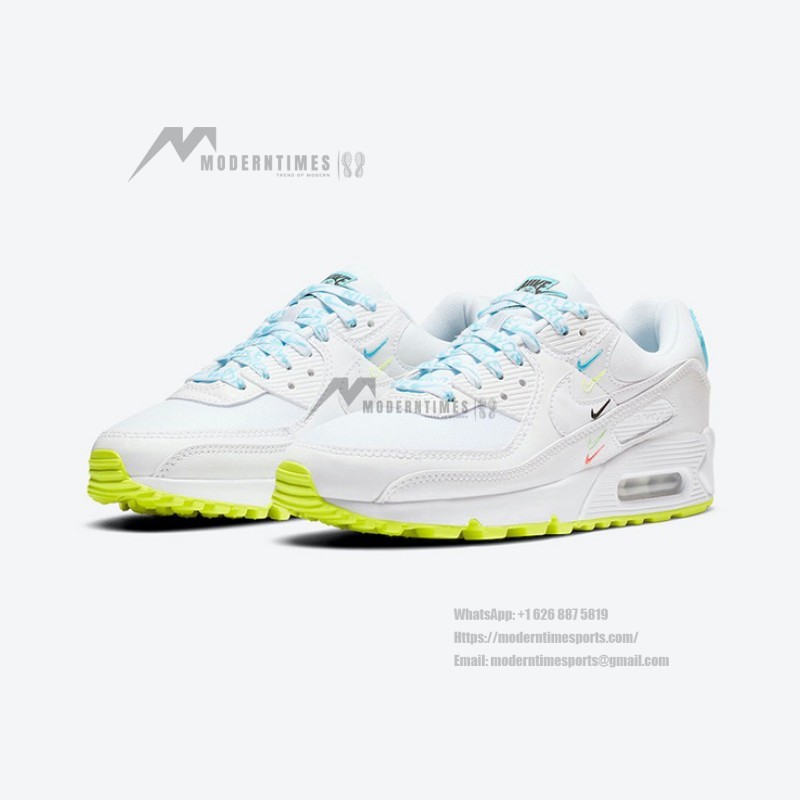 Nike Air Max 90 SE 'Worldwide' CK7069-100 - White Sneakers with Neon Accents and Max Air Cushioning