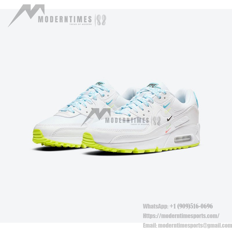 Nike Air Max 90 SE 'Worldwide' CK7069-100 - White Sneakers with Neon Accents and Max Air Cushioning