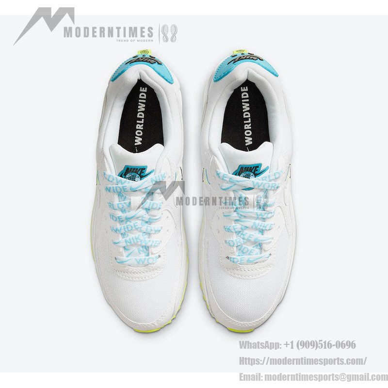 Nike Air Max 90 SE 'Worldwide' CK7069-100 - White Sneakers with Neon Accents and Max Air Cushioning