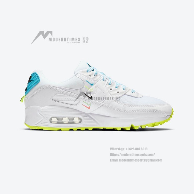 Nike Air Max 90 SE 'Worldwide' CK7069-100 - White Sneakers with Neon Accents and Max Air Cushioning