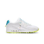 Nike Air Max 90 SE 'Worldwide Pack' CK7069-100 in white with colorful Swooshes and neon green accents