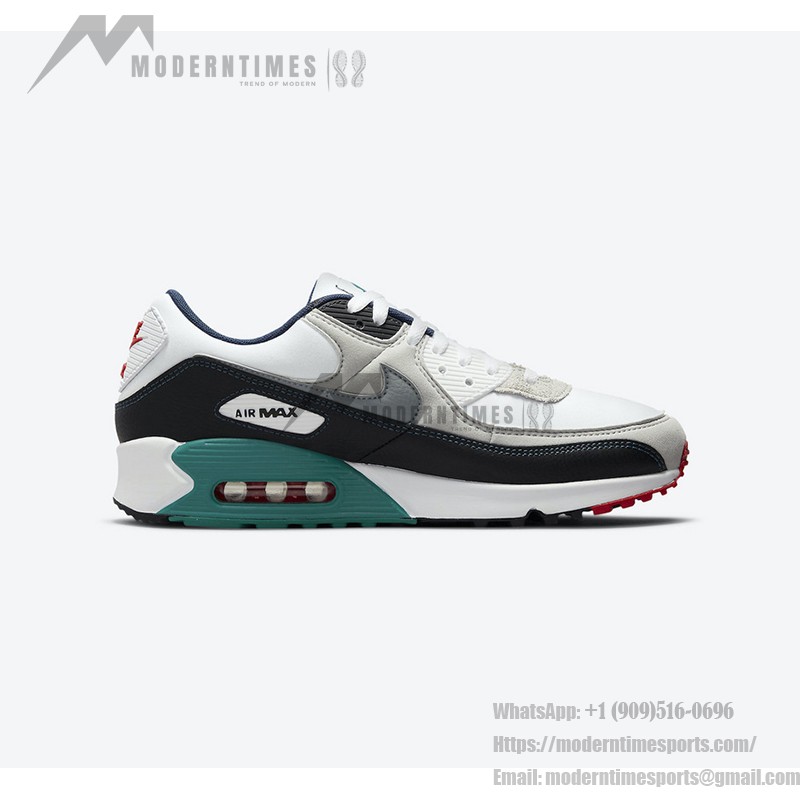 Nike Air Max 90 DJ5190-100 Swingman Edition - Baseball-inspired sneakers with navy, red, and teal accents