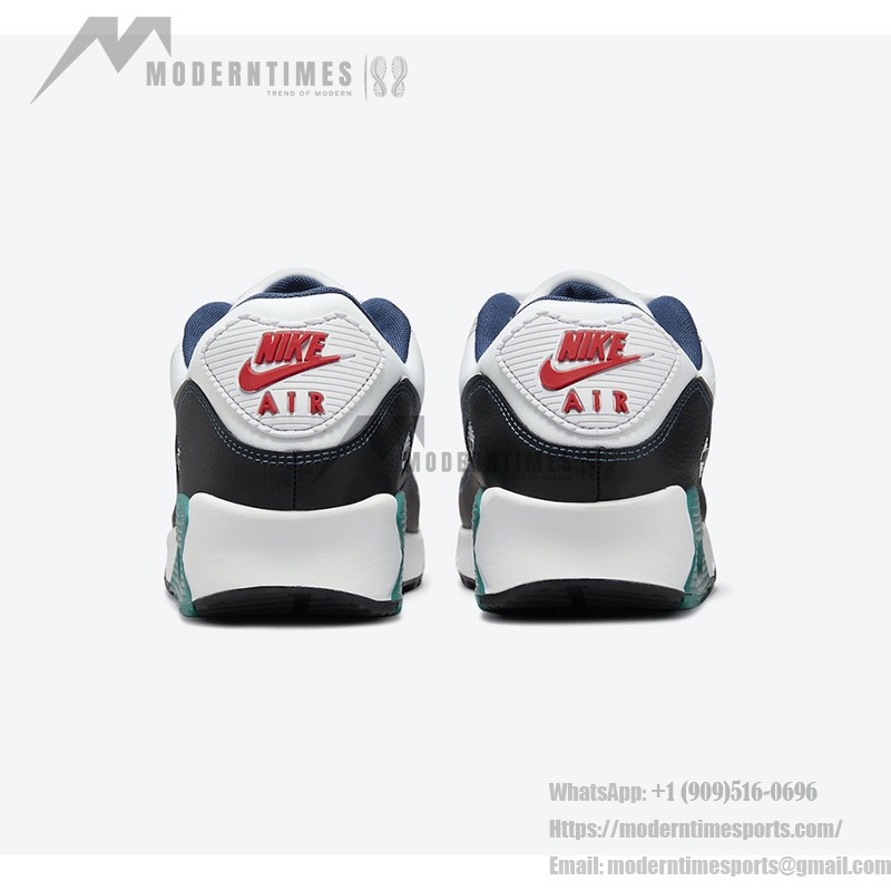 Nike Air Max 90 DJ5190-100 Swingman Edition - Baseball-inspired sneakers with navy, red, and teal accents