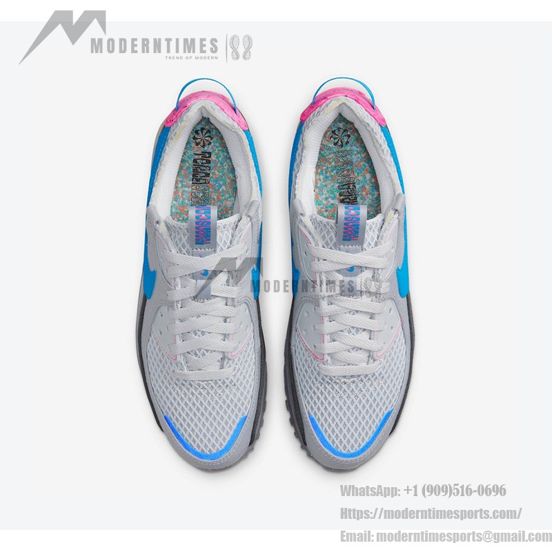 Nike Air Max 90 Terrascape - Vibrant Grey with Blue & Pink Design