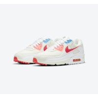 Nike Air Max 90 DD8496-161 - "The Future is in the Air" Edition | Cream Sneakers with Red & Blue Accents for Timeless Style