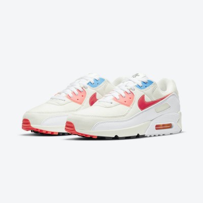 Nike Air Max 90 DD8496-161 - "The Future is in the Air" Edition | Cream Sneakers with Red & Blue Accents for Timeless Style