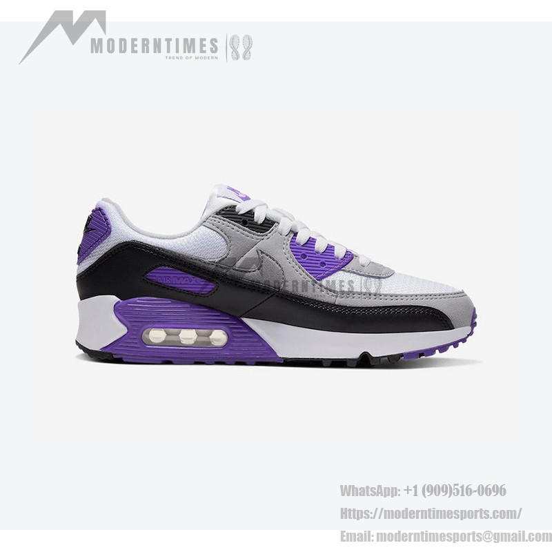 Nike Air Max 90 WMNS 'Purple Accents' CD0490-103 - White and Grey Sneakers with Bold Purple Highlights