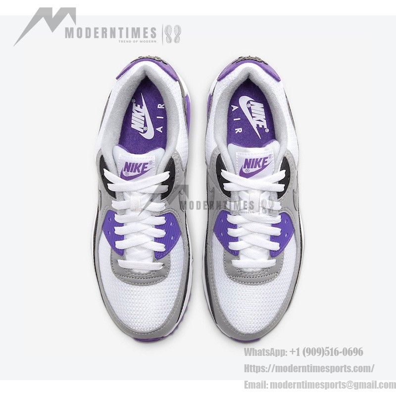 Nike Air Max 90 WMNS 'Purple Accents' CD0490-103 - White and Grey Sneakers with Bold Purple Highlights