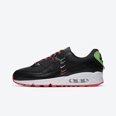 Nike Air Max 90 CK7069-001 - 'Worldwide' Edition | Black Sneakers with Multicolored Swoosh & Neon Accents for Bold Style