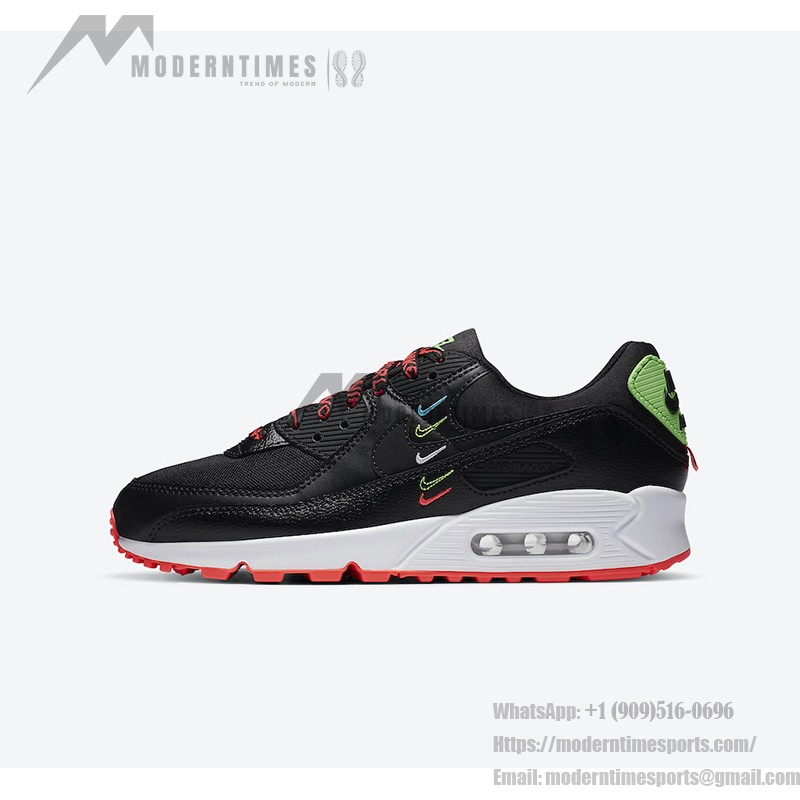 Nike Air Max 90 CK7069-001 'Worldwide' Edition with Multicolored Swoosh and Neon Accents