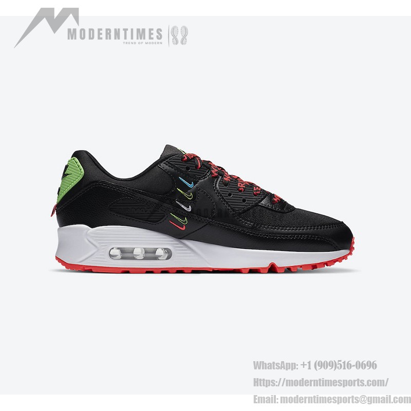 Nike Air Max 90 CK7069-001 'Worldwide' Edition with Multicolored Swoosh and Neon Accents