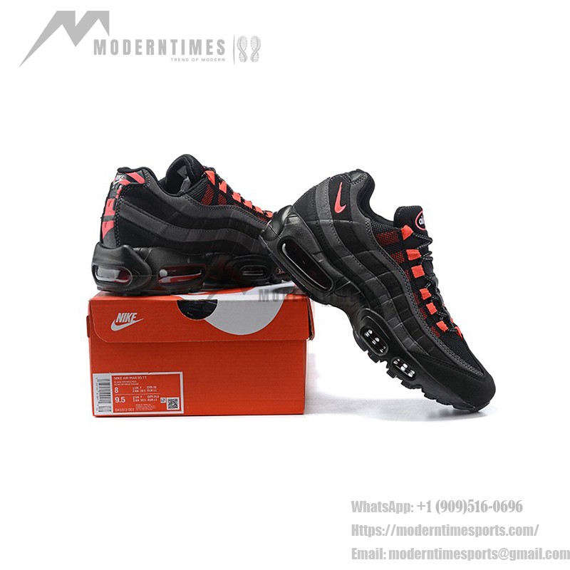 Nike Air Max 95 DA1513-001 Black and Crimson Sneakers Side View