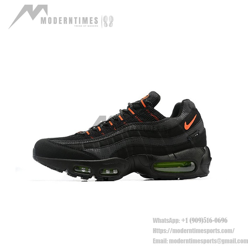 Nike Air Max 95 DR8604-001 Schwarz Reflektierend Volt-Orange Sneaker mit Luftkissen-Technologie