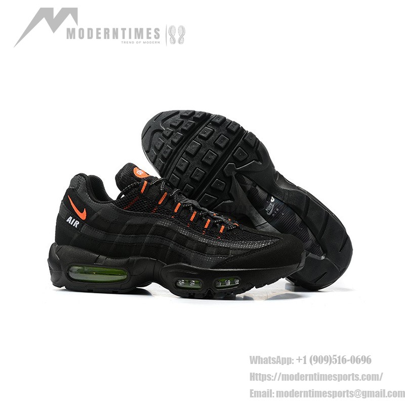 Nike Air Max 95 DR8604-001 Schwarz Reflektierend Volt-Orange Sneaker mit Luftkissen-Technologie