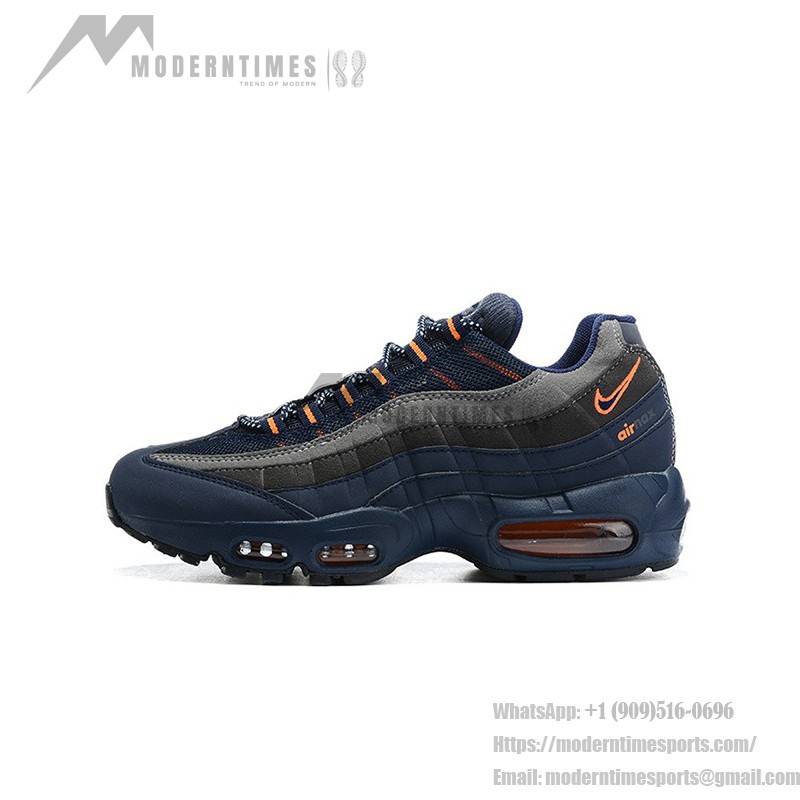 Nike Air Max 95 CW7477-400 Blue, Gray, and Orange Sneakers Side View