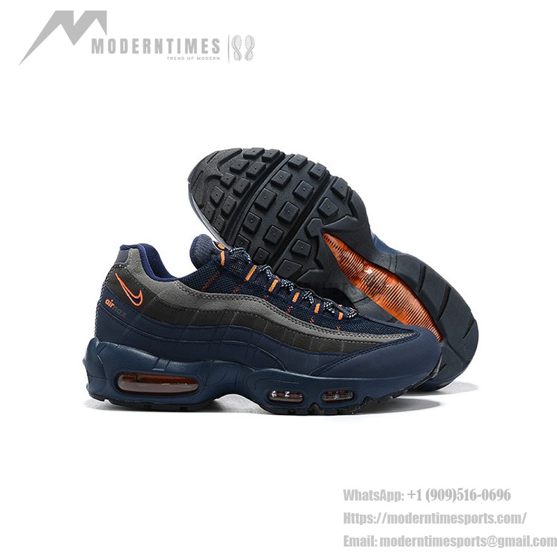 Nike Air Max 95 CW7477-400 Blue, Gray, and Orange Sneakers Side View